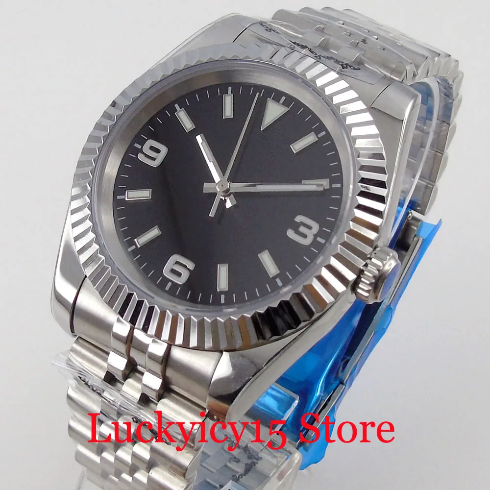 

Мужские автоматические часы BLIGER с рифленым ободом 36 мм/39 мм NH35A PT5000, Юбилейный ремешок, светящийся вручную, с сапфировым стеклом