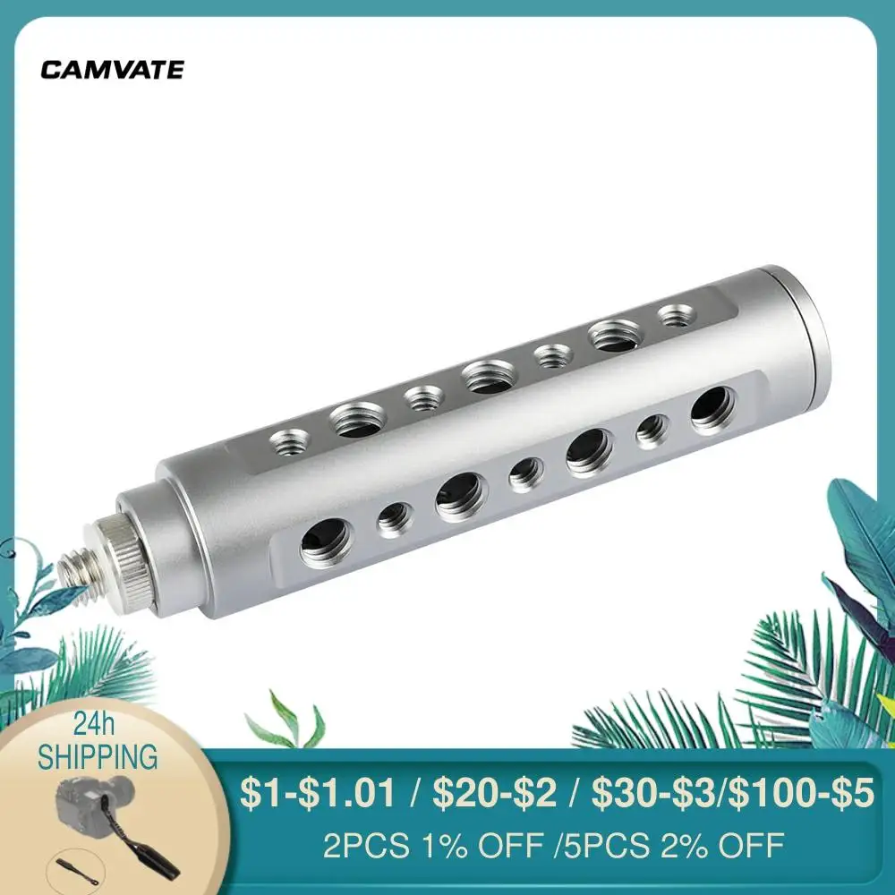 

CAMVATAluminum Camera Handgrip With 3/8"-16 Male To 1/4"-20 Male Thread Screw For Video/ Monitor/Flash Light/ Camera Camcorder