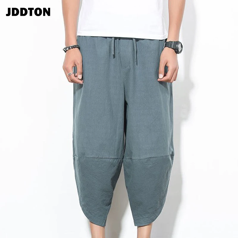 Брюки JDDTON мужские льняные однотонные модные Мешковатые повседневные свободные