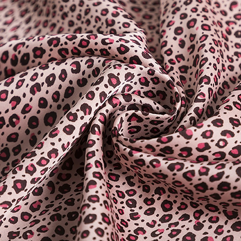 

Hot Women Nightgowns Spring Summer Leopard Print Pajama Set Ice Silk Soft Touch Long Sleeve Suit Pyjamas Homewear Night Clothes