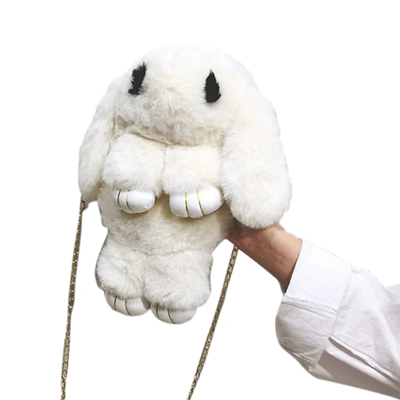 W Женские плюшевые сумки в Корейском стиле с принтом животных, Kawaii, школьные сумки для девочек, плюшевые сумки в форме кролика, сумки-мессенджеры - Цвет: W