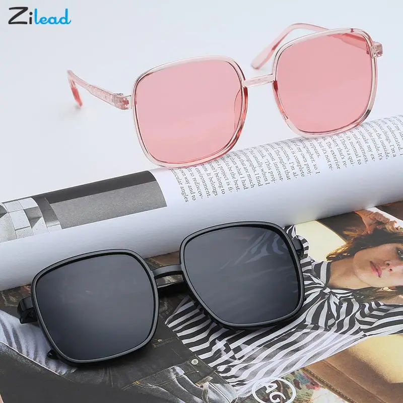 

Солнечные очки Zilead в винтажном стиле UV400 женские, удобные брендовые солнцезащитные аксессуары в большой квадратной оправе, чёрные