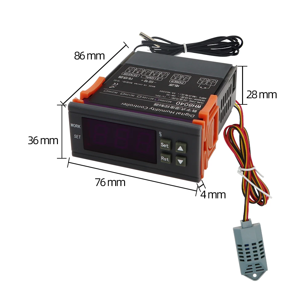 wh8040 digital humidity controller air humidity control controller home fridge cooler hygrometer control switch 12v 24v ac 220v free global shipping