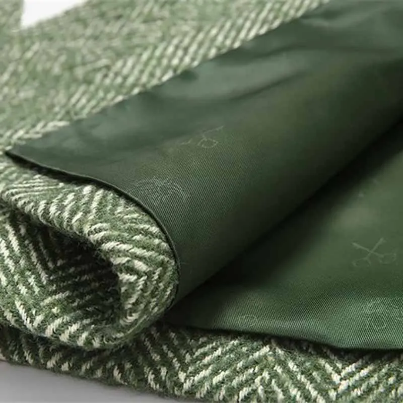 

2020 Fashion Green Crude Woolen Cloth Coat Women Autumn Winter Thicken Fur Collar Long Jacket Wool Overcoat Casual Outwear KW321