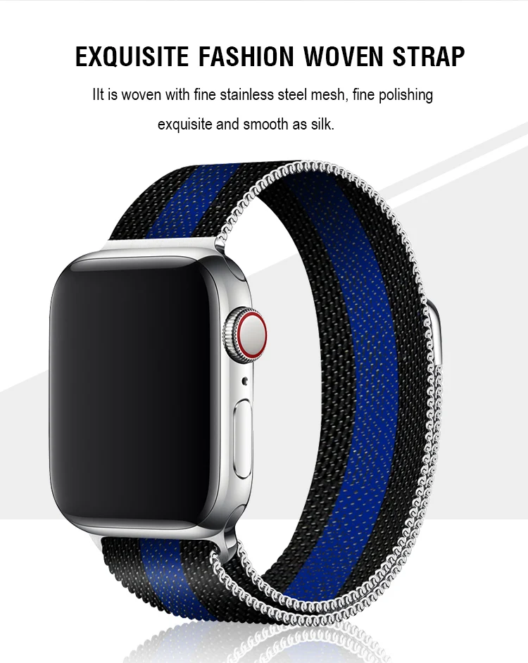 Миланская петля браслет 44 мм 40 мм черный синий дизайн для Apple Watch серия 4 металлический ремешок магнитный ремешок 38 мм 42 мм для Iwatch 2