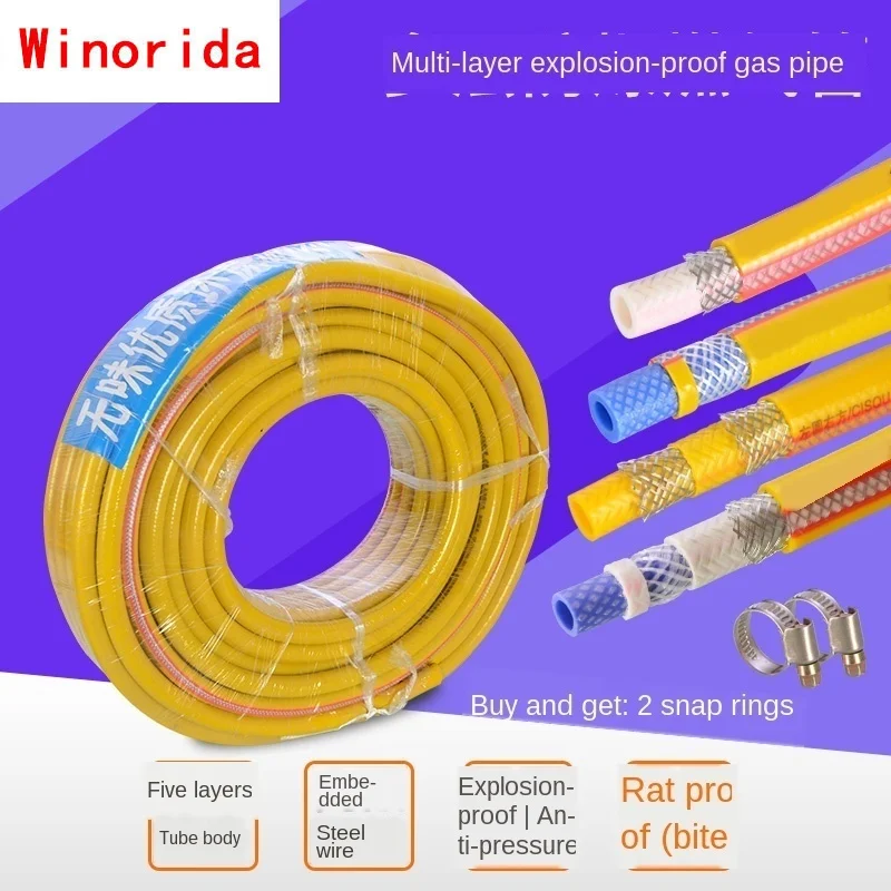 

Explosion-proof Steel Wire Gas Pipe Natural Gas Liquefied Gas Gas Pipe Household Water Heater Stove Rubber Hose