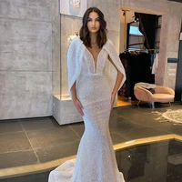 fashion white celebrity dress deep v neck evening dress mermaid sequin saudi arabia special occasion dubai prom dress plus size