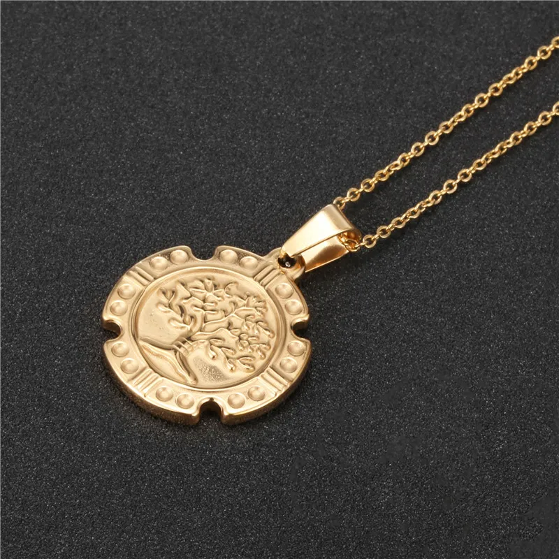 SKQIR Древо жизни кулон ожерелье из нержавеющей стали римская цифра завод Шарм цепь