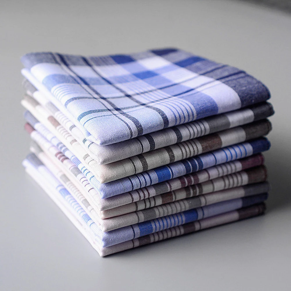 

5 pcs Men plaid Handkerchiefs 100% Cotton with Stripe Hankies Gift Set Women Classic Handkerchief Pocket Hanky Pocket Squares