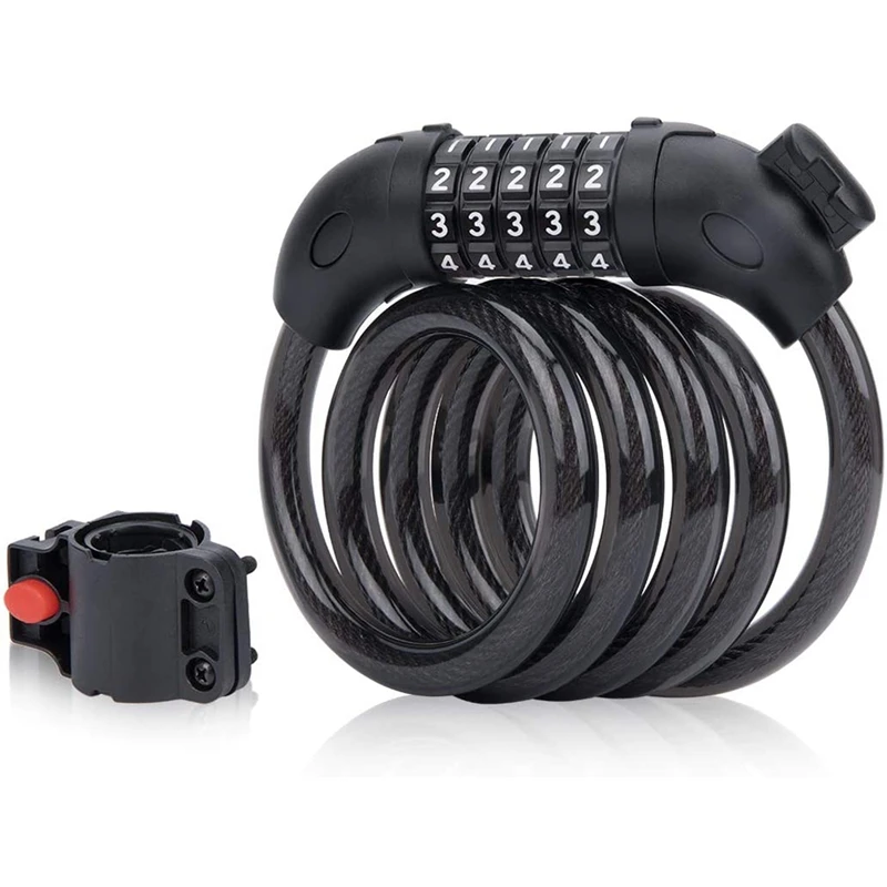 

Bike Cable Lock,Lightweight 5-Digit Combination Chain Lock 4 Feet Security Resettable Chain Lock with Mounting Bracket