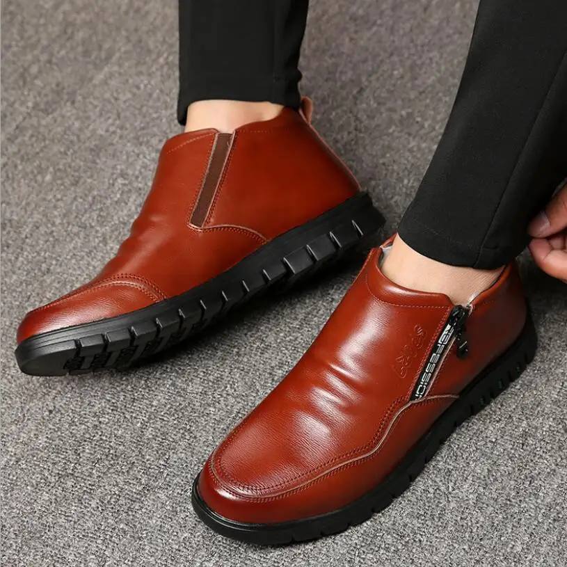 J828 Designer Dad shoes winter boots Keep warm High help boot men genuine leather 100% wool Sheepskin lining Snow erkek bot | Обувь