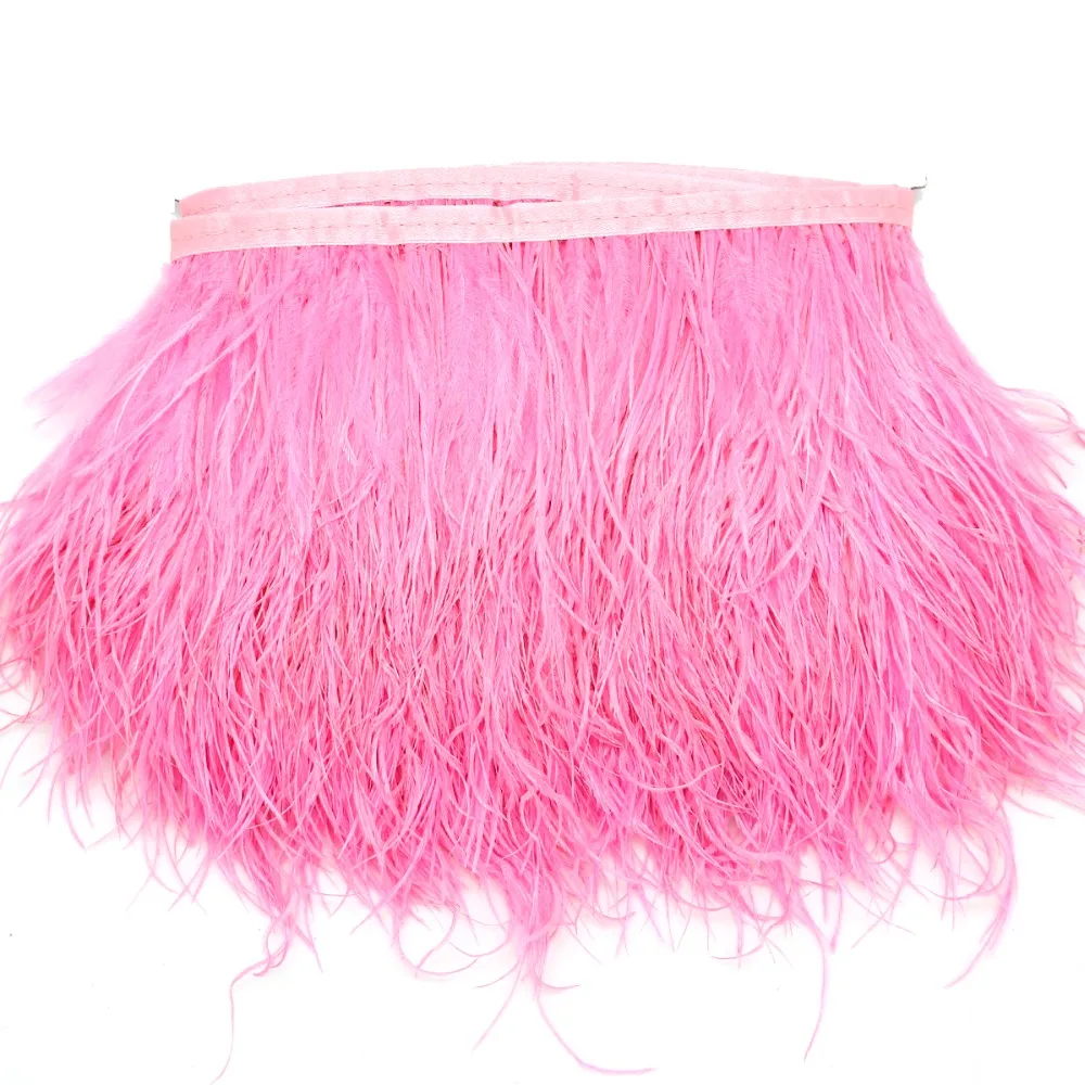 12 Colors 1 Meter Width 8-10 CM Fashion Fluffy Dyed Multicolored Ostrich Feather Ribbon Trimming Fringe Trim Apparel Decoration