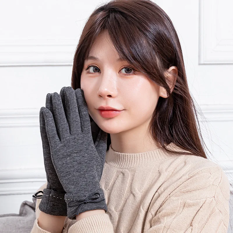

Glove Women Winter Full Finger Touch Screen Plus Velvet Warm Windproof Driving Female Gloves Mittens