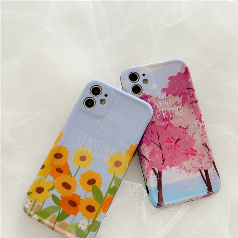 

Japanese Pink Flower romantic sakura Phone case For iPhone 11 Pro Max case silicone cover for iPhone XS XR X 7 8 Plus 7Plus Case