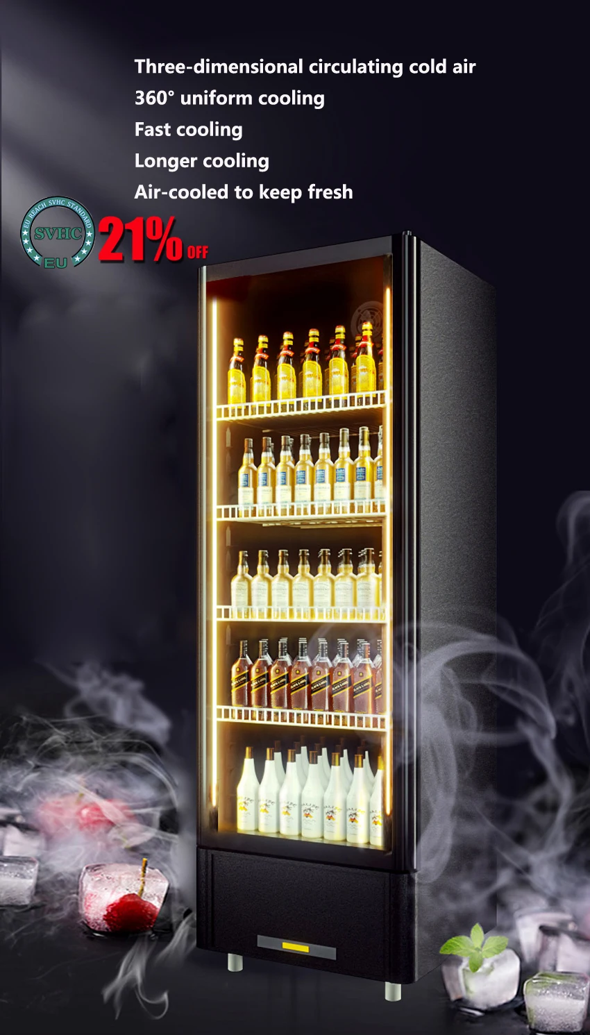 

Commercial refrigerated fresh-keeping beer cooler refrigerator single door beverage display cabinet supermarket refrigerator