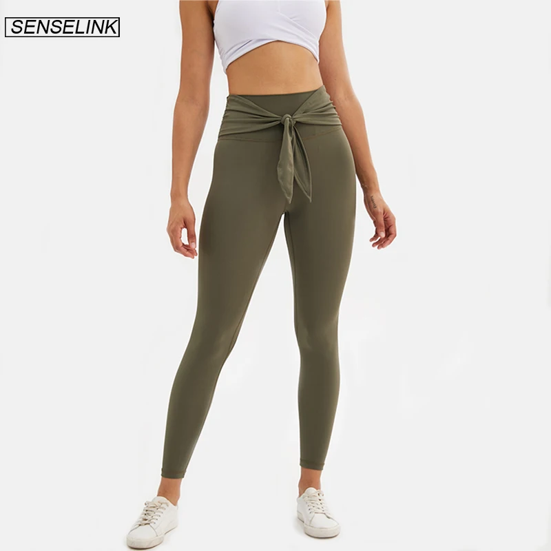 SENSELINK, женские спортивные штаны для йоги, укороченные штаны на шнуровке, штаны для занятий фитнесом и йогой, женские спортивные штаны