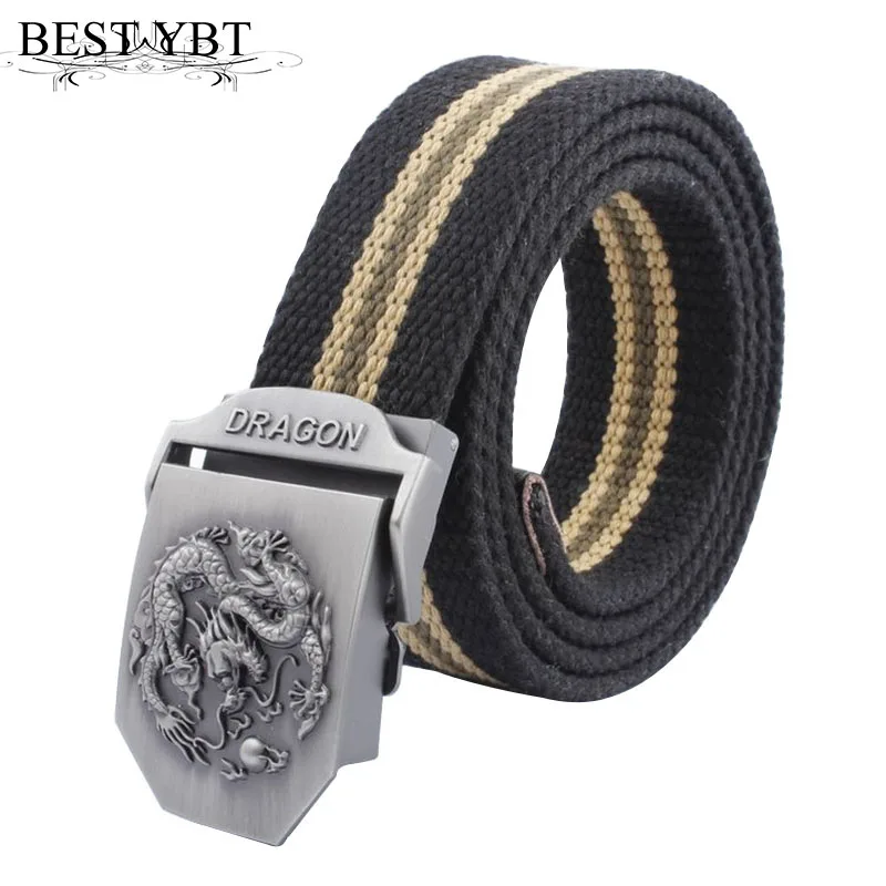 Best YBT Men Canvas Belt Alloy Automatic Buckle Belt Men Casual Thickening Outdoor Tidal Current Cowboys High Quality Men Belt