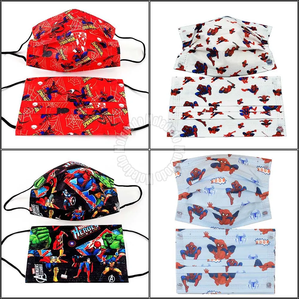 

25/50/75/100Pcs Child Spiderman Disposable Mascara Disney Avengers Cute Boys Outdoor Kids Cover For Mask Colpay Anonymous Masks