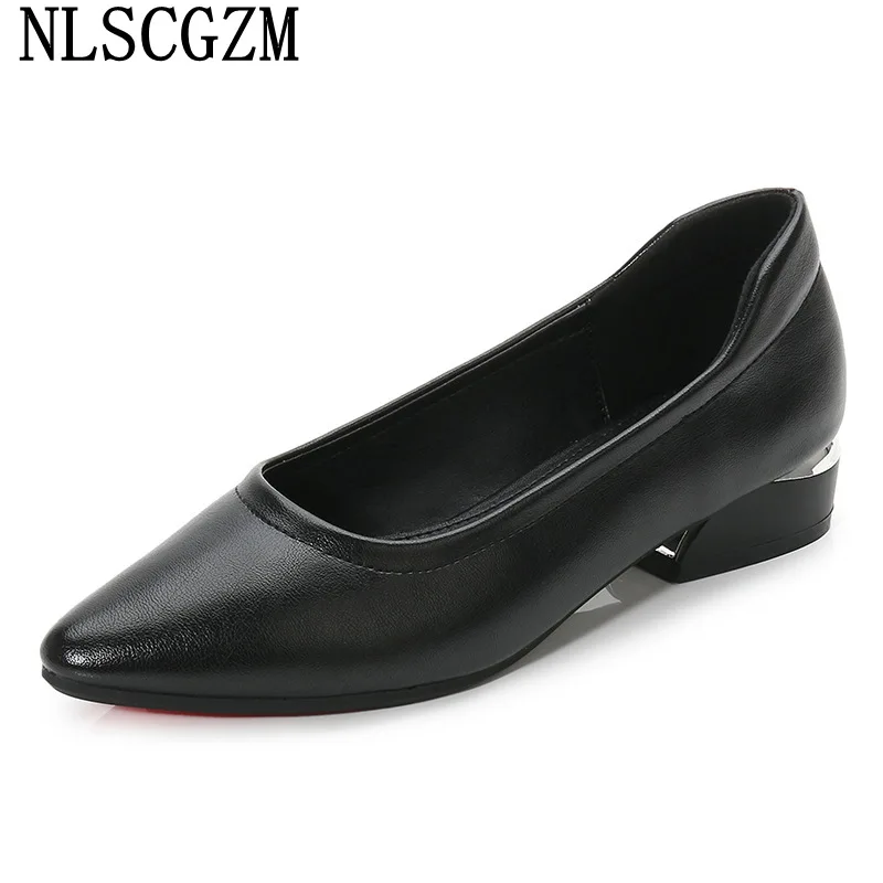 

Black Pumps Slip on Shoes for Women Heels Low Heels Chunky Shoes Block Heels Leather Shoes Women Tacones Mujer Escarpins Femme