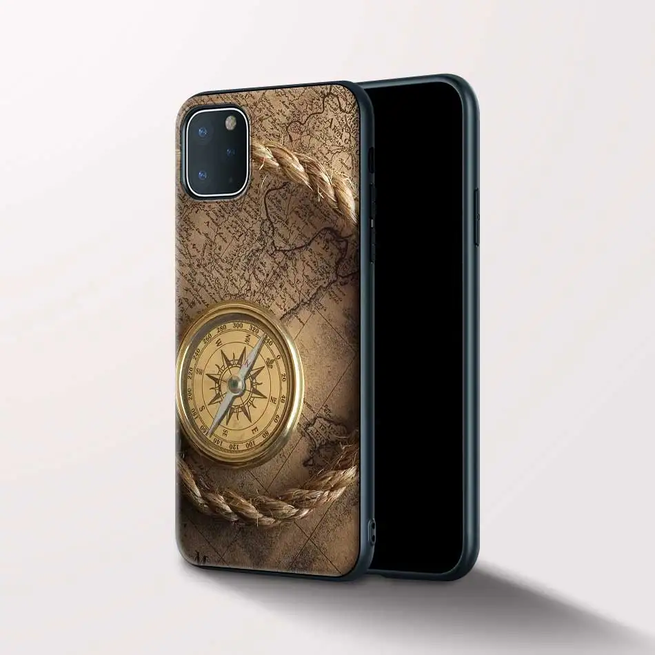 Soft Cases for Apple iPhone 12 Mini 11 Pro 7 8 XR X XS MAX Black Phone Bag For 6 6S Plus 5 5S SE 2020 Tpu Cover World Map Travel