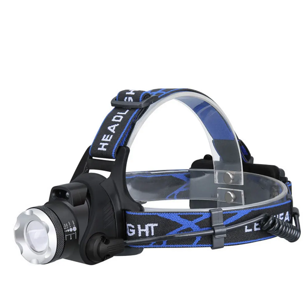 

Headtorch LED Outdoor Rechargeable Wave Induction Headlamp USB Battery Headlight T6 White Light Headwear Blue 5w-10w 200m