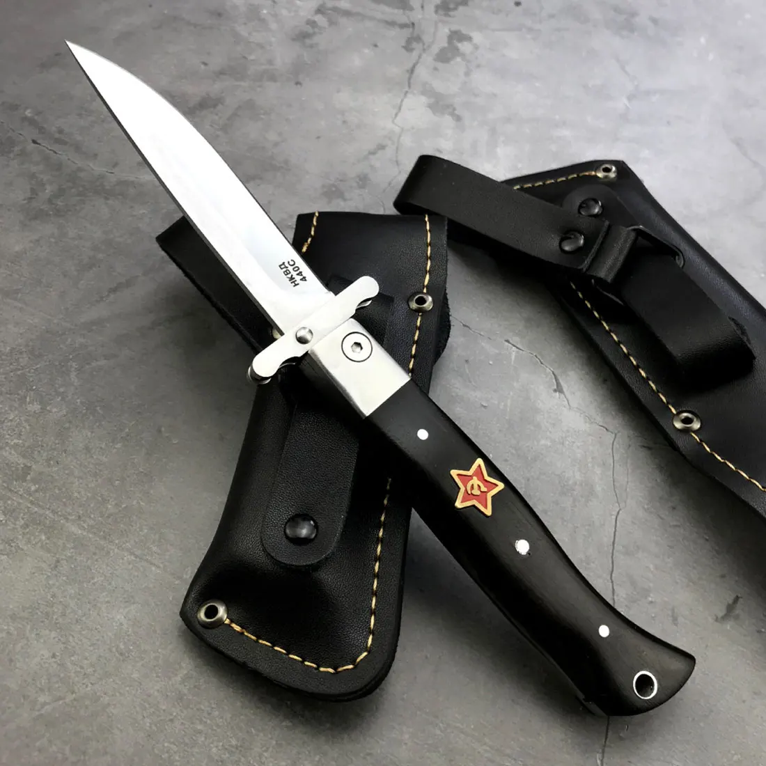Складной нож из эбенового дерева Finka NKVD KGB с EDC складное карманное лезвие ручка 440C