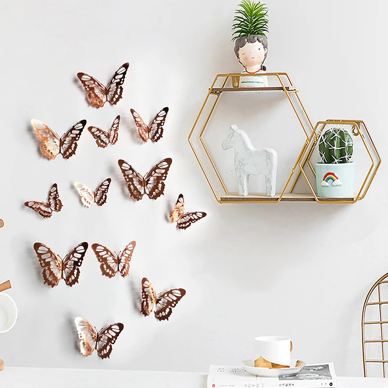 

12 Pcs/Set 3D Home Bedroom Decor Wall Stickers Hollow Butterfly Kids Rooms DIY Mariposas Fridge Stickers Living Room Decorations