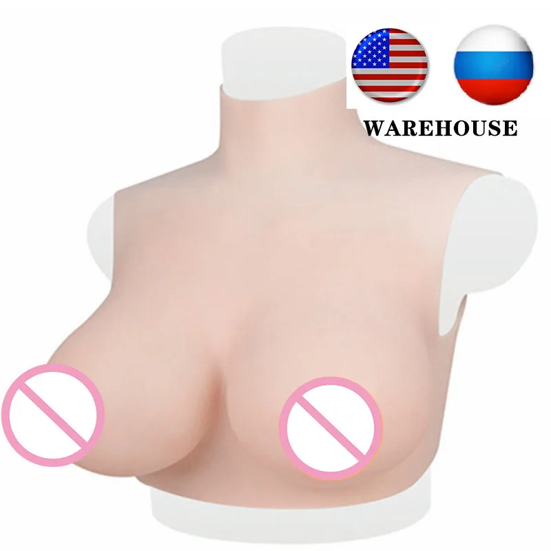 

Cotton Filling High Collar Silicone One-piece Fake Breast Soft Silicone Breast G Cup Sexy Style for Crossdresser Drag Queen Box