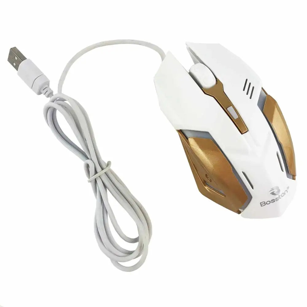 White Bosston USB 1800 dpi оптическая компьютерная мышь игровая мышь с дыхательным светильник для ПК ноутбука настольная M60 металлическая основа - Цвет: White