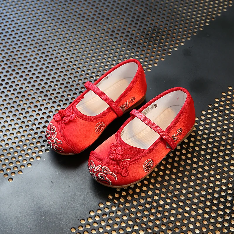 Детская парусиновая обувь для девочек Классическая с цветочной вышивкой мягкая