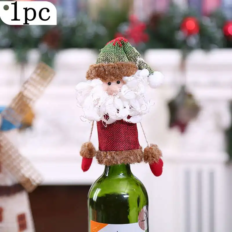 1PC N Крышка для бутылки вина пижамный комплект на Рождество, рождественские украшения для дома Санта Клаус Снеговик Рождественский чулок Рождество подарок Год Вечерние Декор поставки 1/2/3/4 шт - Цвет: 1PC N