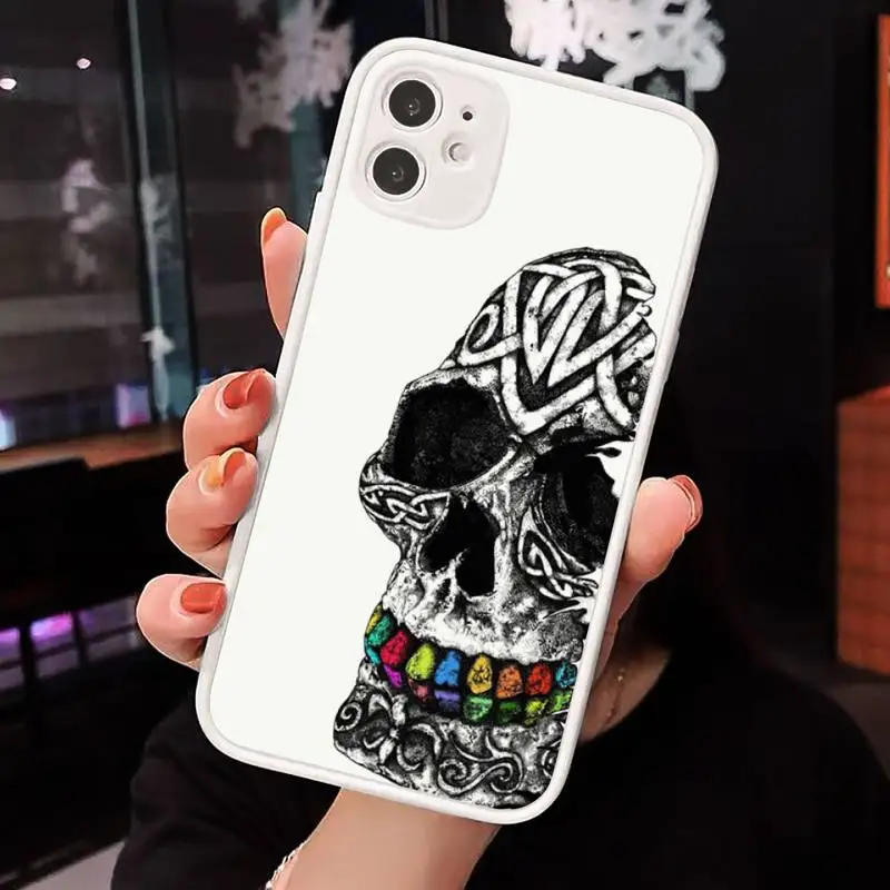

Skull fashion art horror color Phone Cases Matte Transparent for iPhone 7 8 11 12 s mini pro X XS XR MAX Plus cover funda