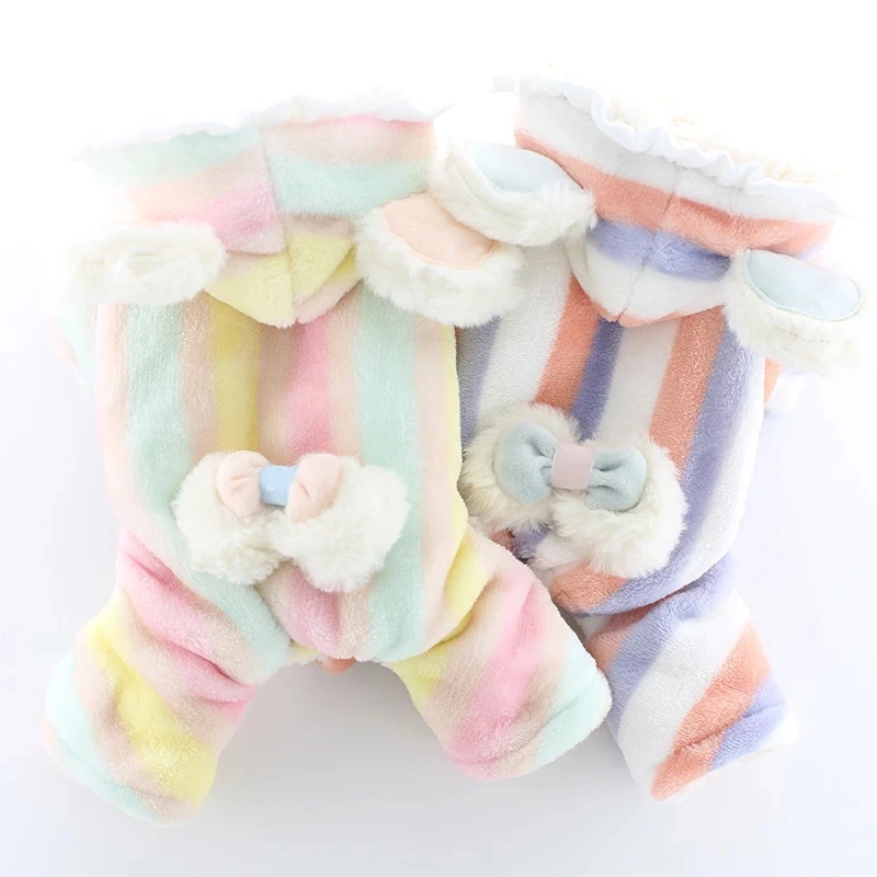 

Комбинезон для собак, теплый, в полоску, зимний, щенок йоркширского терьера