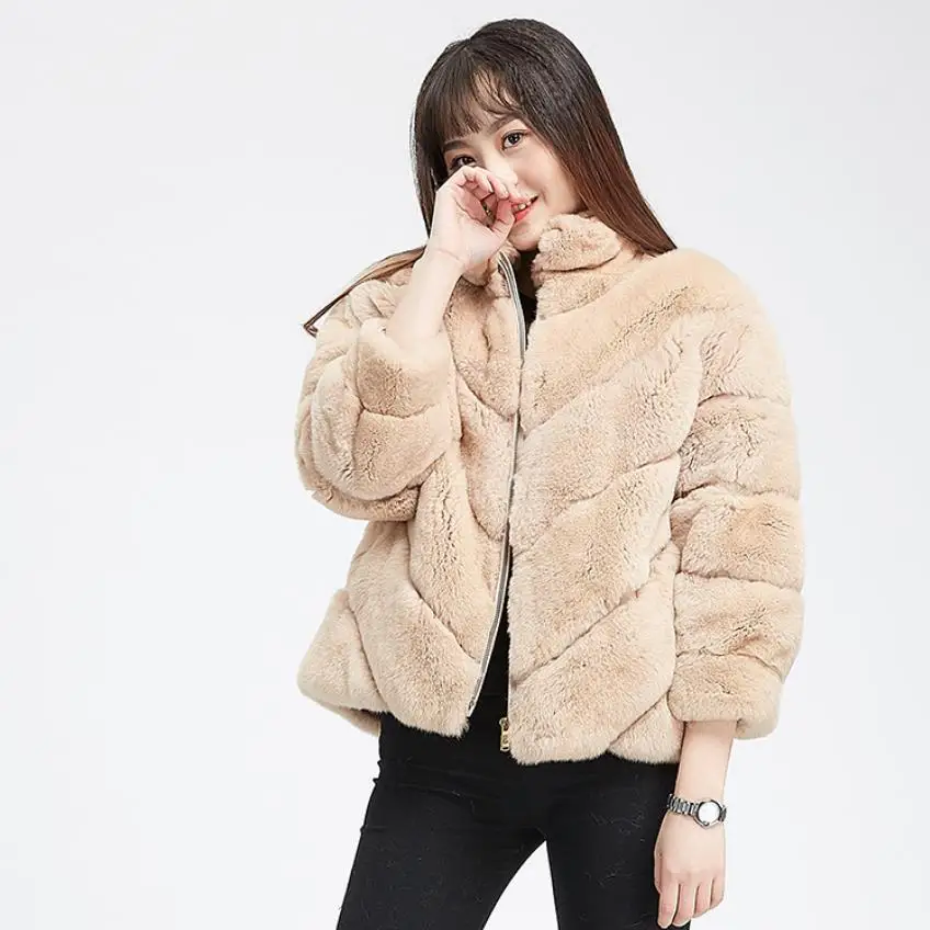 

4XL размера плюс fuax Меховые пальто женские толстые теплые шить Меховые пальто со стоячим воротником теплая яркая меховым Куртки F106