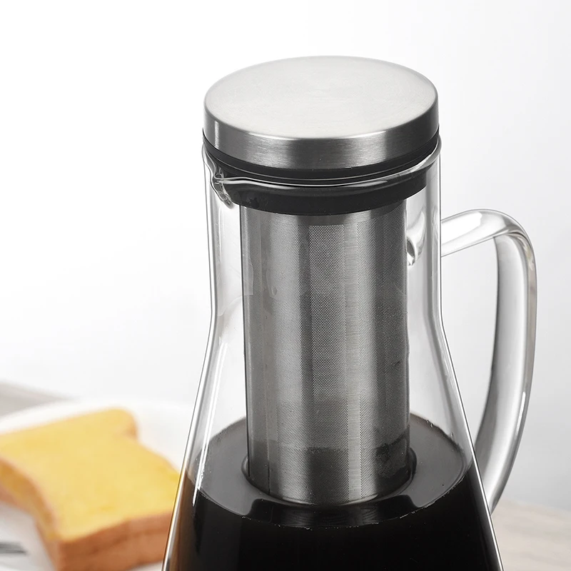 

1.6L Large Capacity Stainless Steel Coffee Pot with Filter Borosilicate Glass Cold Brew Coffee Pot With Scale for Home VC