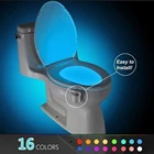 Светодиодный ночник Toliet для ванной комнаты с автоматическим датчиком, 8 цветов16 цветов, светильник для сиденья, лампа