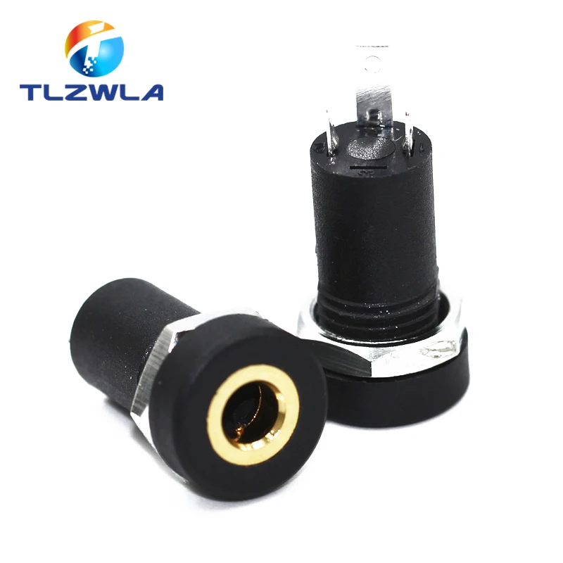 

500PCS PJ392A 3.5MM Audio Jack Socket 3 Pole Black Stereo Solder Panel Mount Gold With Nuts PJ-392A