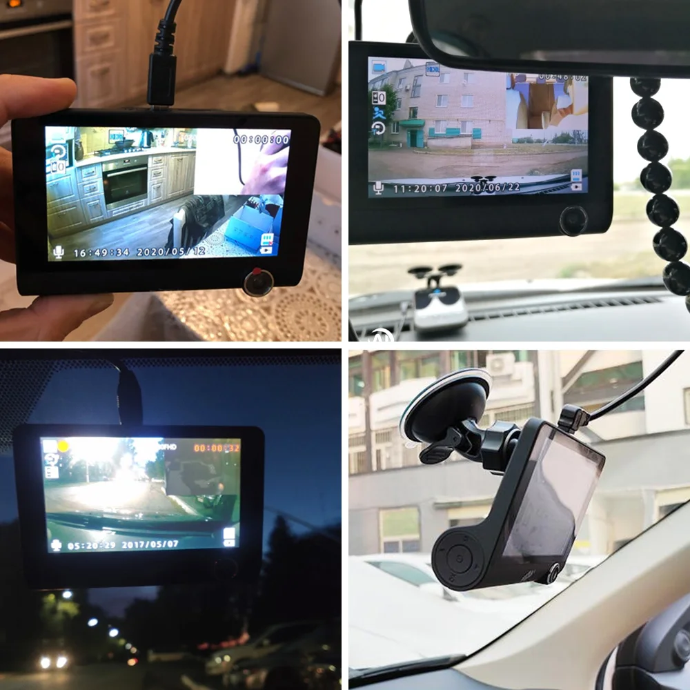 

LEEPEE 3 Camera Lens Car DVR Dash Cam Auto Registrator DVR 4.0 Inch Dash Camera Dual Lens support Rearview Camera Video Recorder