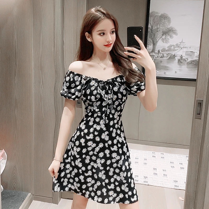 Шифоновое платье с цветочным рисунком маленькая Маргаритка Ретро стиль женская