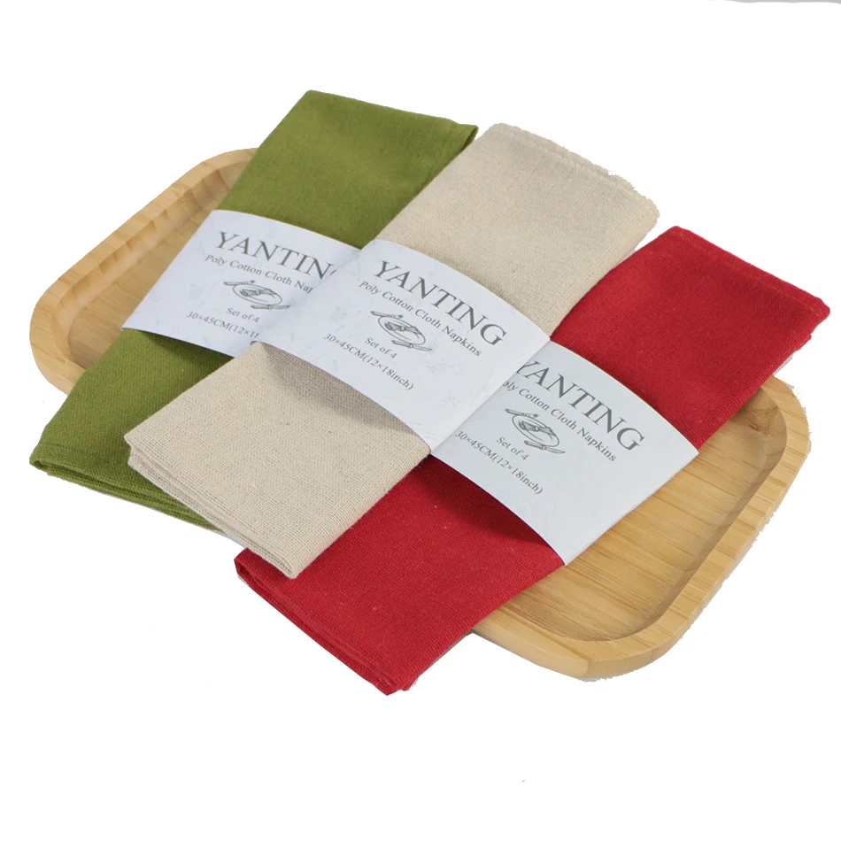 

45X45cm Set of 2 Cloth Napkins with Hemmed Edges Polyester Cotton Blend Soft Comfortable Reusable For Wedding Family Gathering