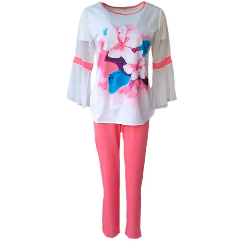 

African Clothes for Women 2021 Summer African Women Printing Two Pieces Sets Top and Long Pant African Clothing Women Suit