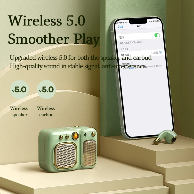 remax wireless speaker mini portable audio 4 in 1 earbuds headset bluetooth 5 0 speaker can support tf card new fashion fm radio free global shipping