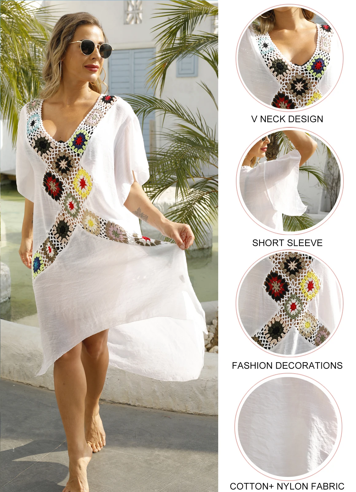 

CGYY 2021 Women Beachwear Bathing Suit Swim Cape Beach Cover Up Dress Summer Tunic Saida Praia Sexy V Neck Bikinis Swimwear