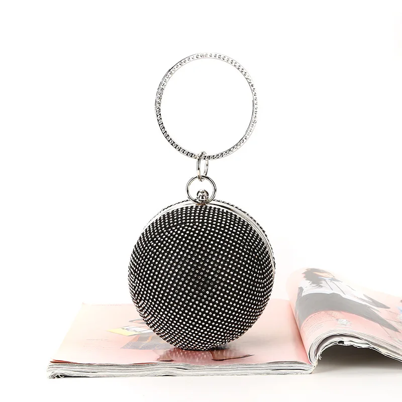 Стразы круглые вечерние сумки для женщин ручной работы с кольцевой ручкой и