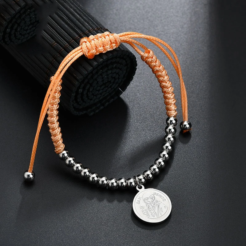 Регулируемые браслеты из нержавеющей стали с бусинами San Benito браслет крестом