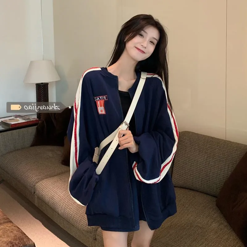 

Large Size Loose Fat Long-sleeved Sweater Cardigan Jacket Thin Sports Leisure High-waisted Short Shorts Korean Two-piece Suit