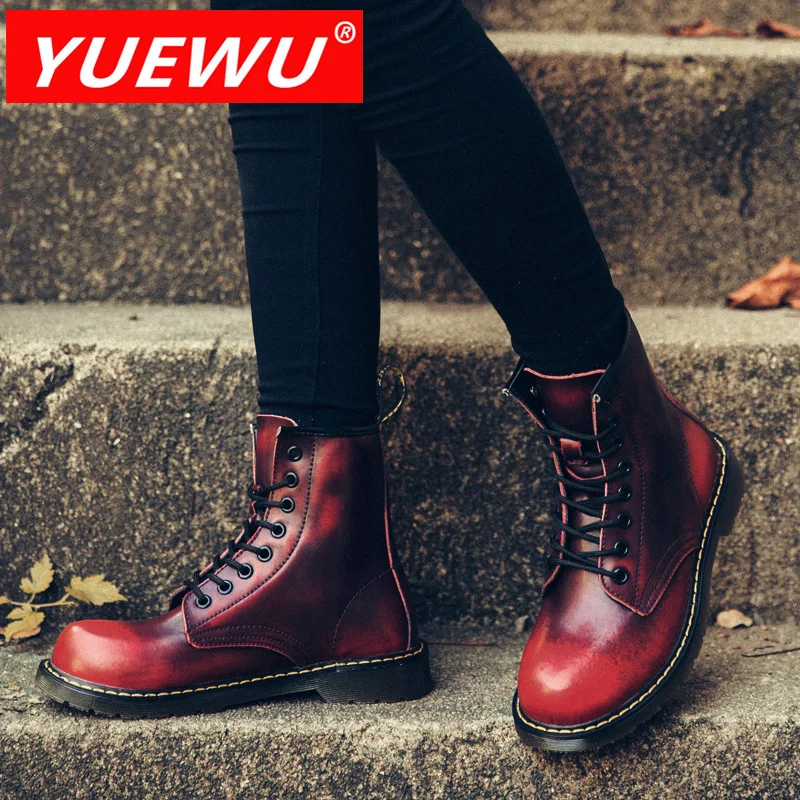 

Ботинки высокие YUEWU, молодежные короткие ботинки из коровьей кожи, большой размер, 2021