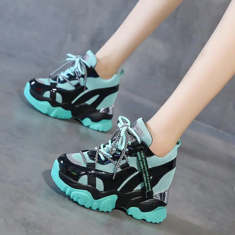 

Chunky Sneakers High Heel 10 CM 2021 Women Autumn Thick Bottom Sneakers Height Increasing running Shoes Zapatos De Mujer