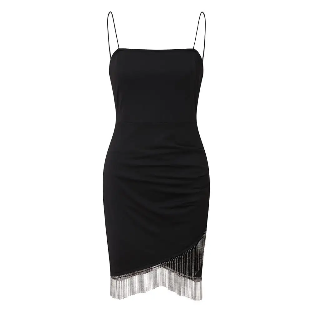 Черное классическое мини платье летнее для ночного клуба Дамское модное