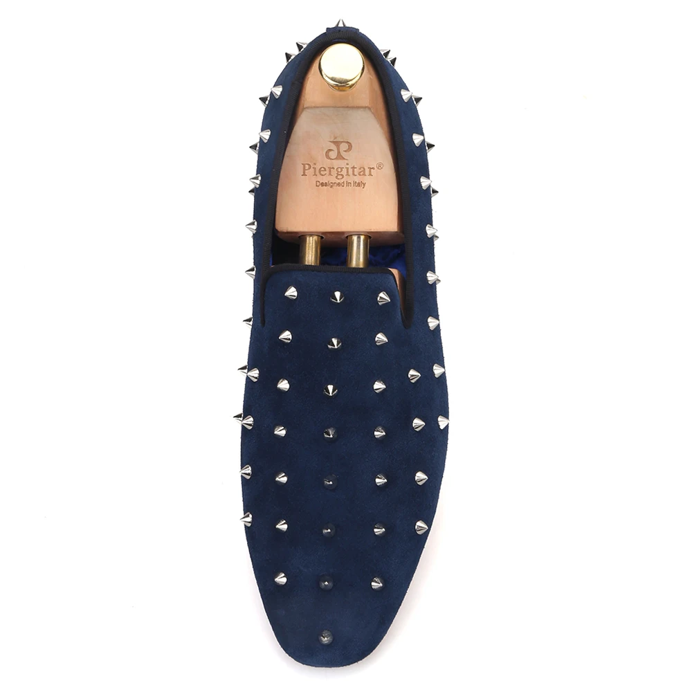 Piergitar/Новинка Летняя Стильная мужская обувь ручной работы из замши с серебряными